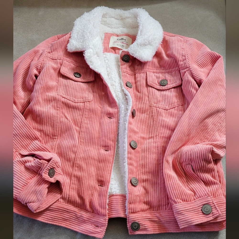 Girls pink corduroy jacket. Medium
